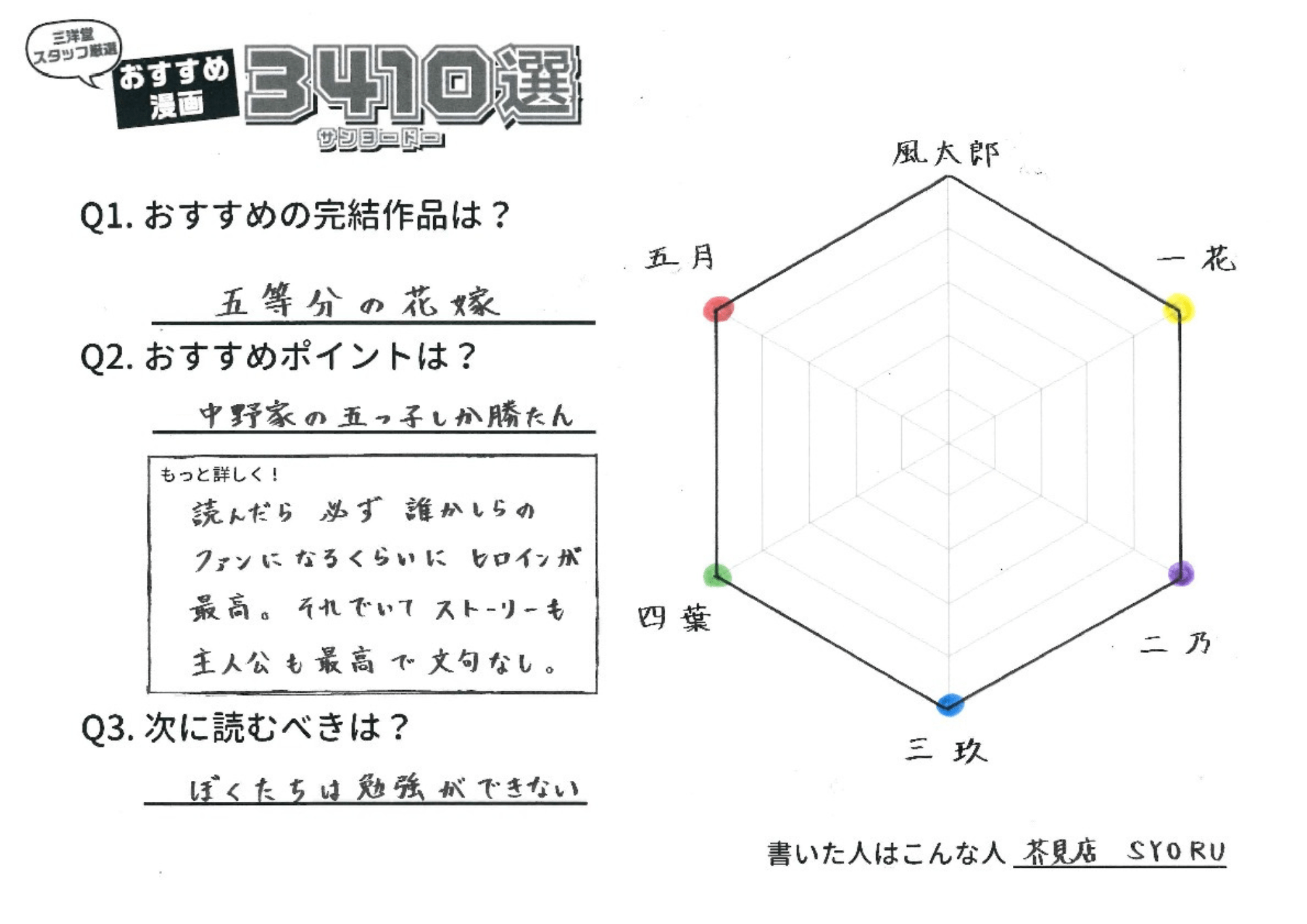 五等分の花嫁 おすすめ漫画3410選 完結マンガ編 三洋堂書店