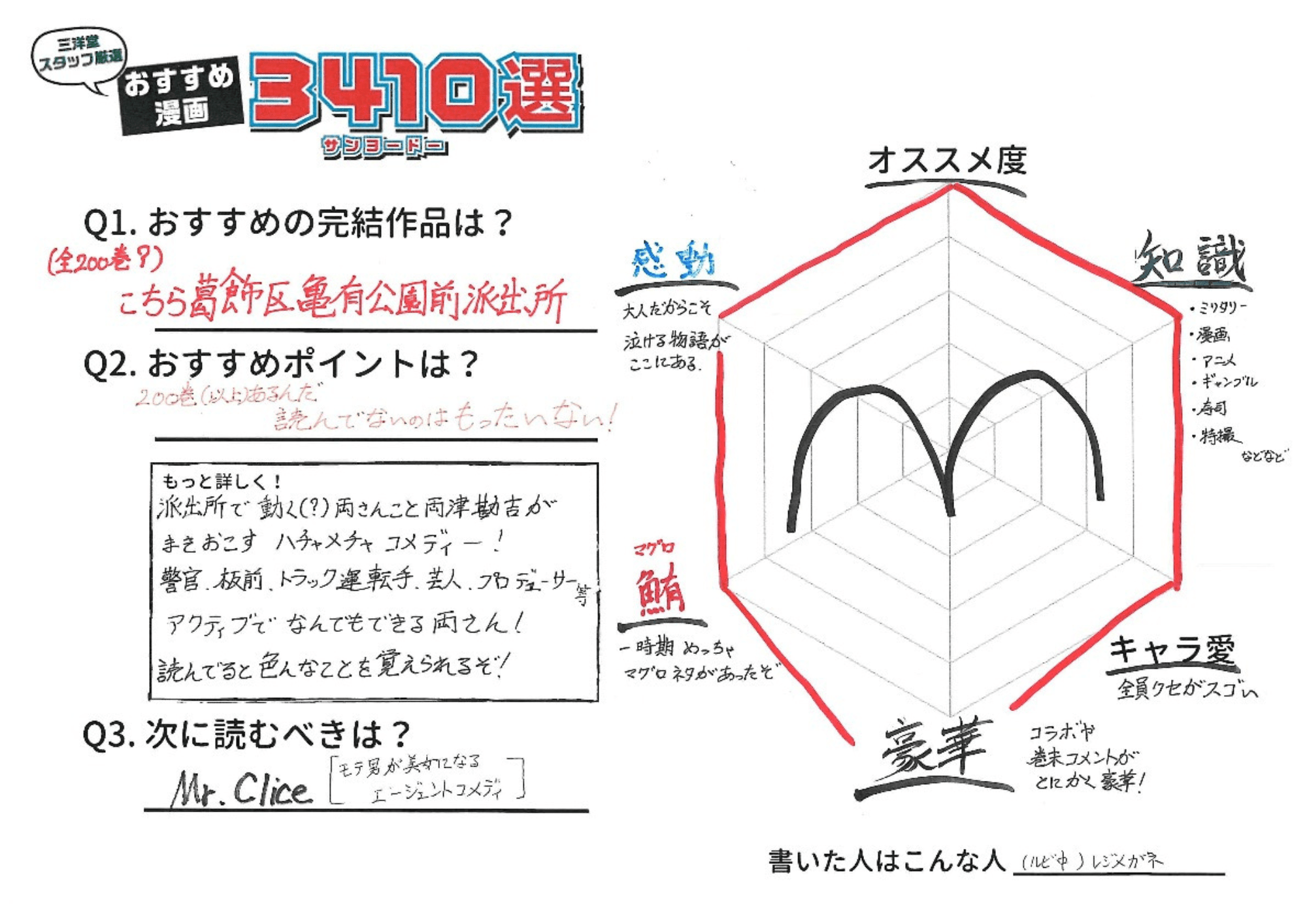 こちら葛飾区亀有公園前派出所 おすすめ漫画3410選 完結マンガ編 三洋堂書店